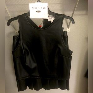 2 piece faux leather tank and skirt set